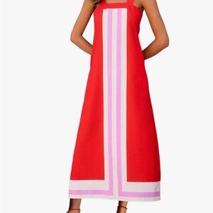 Chic Red and Pink Maxi Dress
